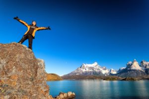 Person on edge of rock in Torres del Paine