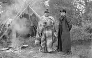 Father de Agostini with witch doctor Selk'nam Pachek (1921). Courtesy Museo Salesiano Maggiorino Borgatello, Punta Arenas.